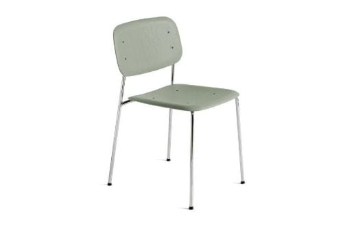 HAY Soft Edge 10 Chair w. Standard Gliders  - Chromed Steel/Lacquered Oak/Dusty Green  OUTLET
