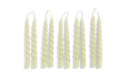 HAY Mini Swirl Candle 10 stk - Light Green OUTLET