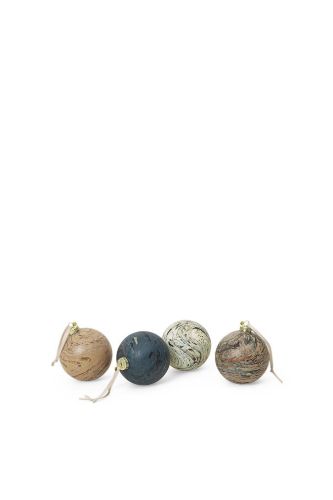 Ferm Living Marble Baubles M Set of 4 - Mixed OUTLET