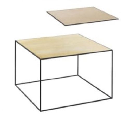 Audo Copenhagen Twin 49 Table 49x49 cm - Black Frame/Oak/Brass OUTLET