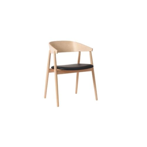 Andersen Furniture AC2 Stuhl H: 74 cm - Buche Weiß pigmentierter Lack/Schwarzes Leder 