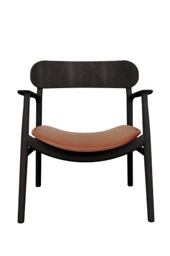 Bent Hansen Asger Loungestol M. Polstring H: 77,5 cm - Sortbejdset Eg/ Zenso2 223 Cognac Læder 