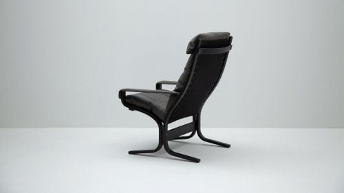 LK Hjelle Siesta Classic Sessel hoch mit Armlehnen SH: 45 cm – Schwarz/Prescott Greyshadow