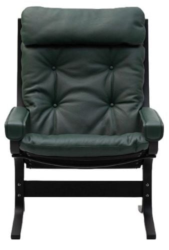 LK Hjelle Siesta Classic Lænestol Høj m. Armlæn  - Black/Elmo Rustical Green