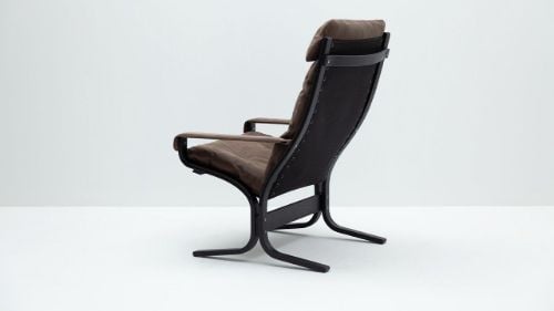 LK Hjelle Siesta Classic Sessel hoch mit Armlehnen SH: 45 cm – Schwarz/Dünen Dunkelbraun