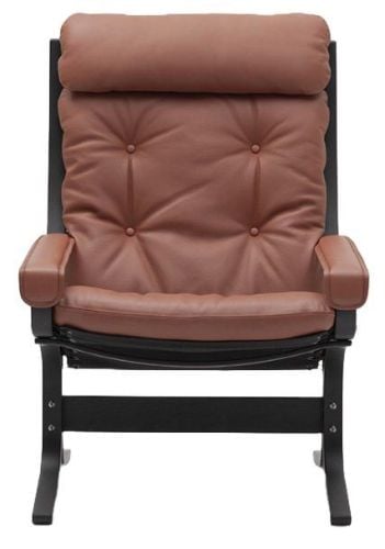 LK Hjelle Siesta Classic Lænestol Høj m. Armlæn  - Black/Elmo Rustical Tan