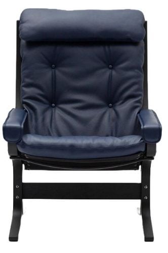 LK Hjelle Siesta Classic Lænestol Høj m. Armlæn  - Black/Elmo Rustical Blue