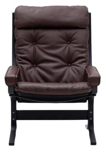 LK Hjelle Siesta Classic Lænestol Høj m. Armlæn  - Black/Hemsen Anilin Brown