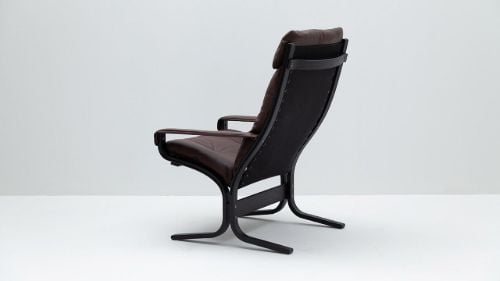 LK Hjelle Siesta Classic Sessel hoch mit Armlehnen SH: 45 cm – Schwarz/Hemsen Anilinbraun