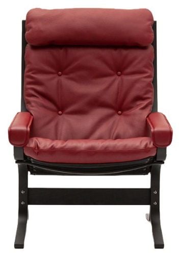 LK Hjelle Siesta Classic Lænestol Høj m. Armlæn  - Black/Elmo Rustical Red