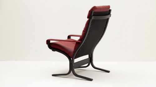 LK Hjelle Siesta Classic Sessel hoch mit Armlehnen SH: 45 cm – Schwarz/Elmo Rustical Red