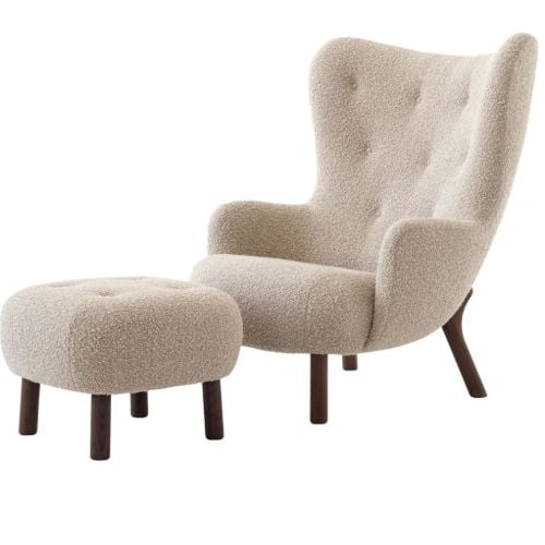 &Tradition Petra VB3 Lounge Chair & Pouf  - Oiled Walnut/Karakorum 003