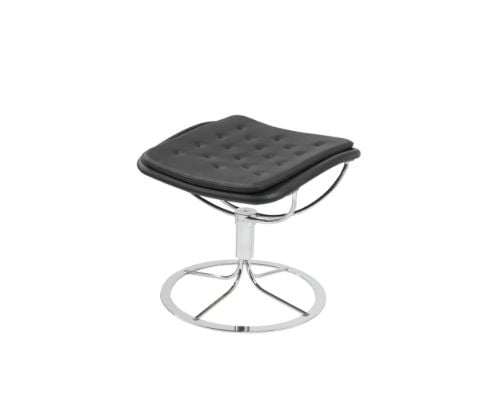 Bruno Mathsson Mi 469 Fodskammel til Jetson 69 m. 18 Stikninger H: 42 cm - Sort Elmo Nordic Læder / Massiv Forkromet Stålstel
