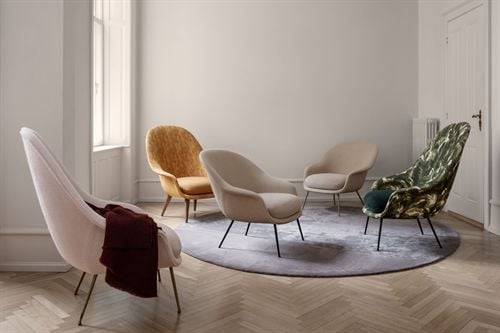 GUBI Bat Lounge Chair Low Back SH: 42 cm - Antikmessing/Sonar 3 124