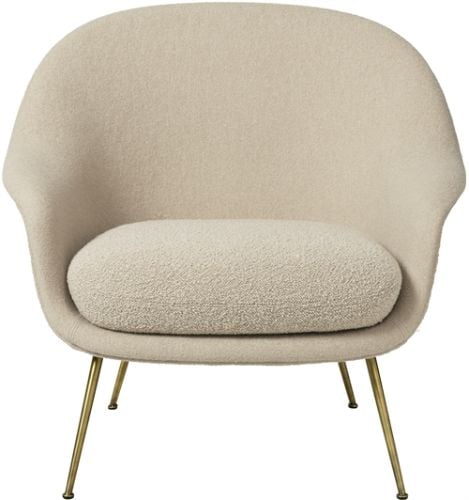 GUBI Bat Lounge Chair mit niedriger Rückenlehne SH: 39 cm – Gestell aus antikem Messing/Harfe 020
