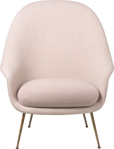 GUBI Bat Lounge Chair mit hoher Rückenlehne 39 cm – Antikmessing/Harfe 200