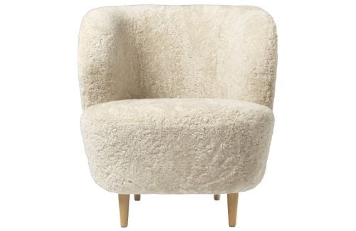 GUBI Stay Loungesessel vollgepolstert SH: 40 cm - Moonlight/Eiche 
