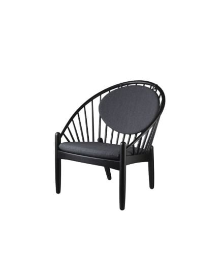FDB Møbler J166 Poul M. Volther Jørna Sessel SH: 40 cm – Schwarze Eiche/Dunkelgrau Crisp