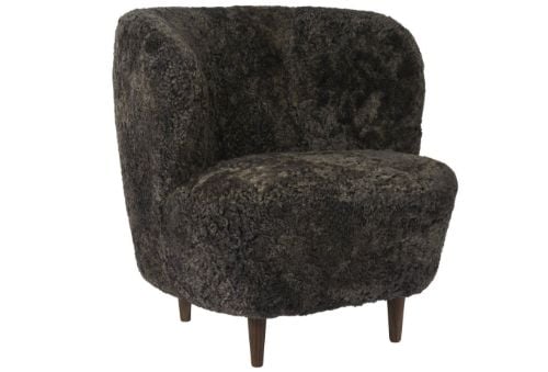 GUBI Stay Lounge Chair Fully Upholstered SH: 40 cm - Espresso/American Walnut