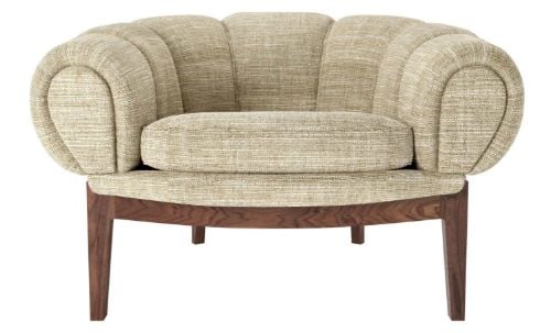 GUBI Croissant Lounge Chair SH: 46 cm - Walnut / Dedar Smila