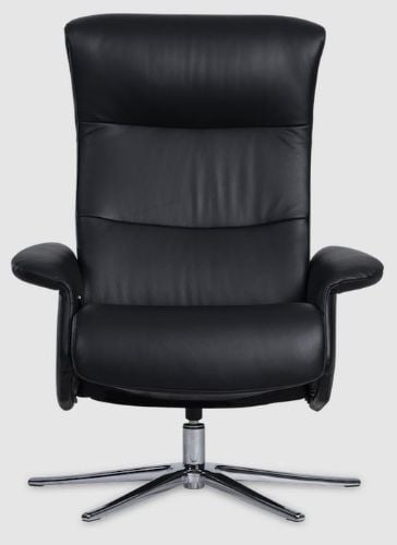 IMG Space 2000 Sessel inkl. Fußhocker SH: 46 cm - Rosso 1 Schwarz/B1 Slimline/Gebürsteter Stahl