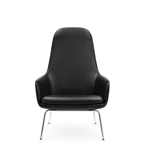 Normann Copenhagen Era Lounge Chair High Chrome SH: 40 cm – Ultra Leder / Schwarz 41599