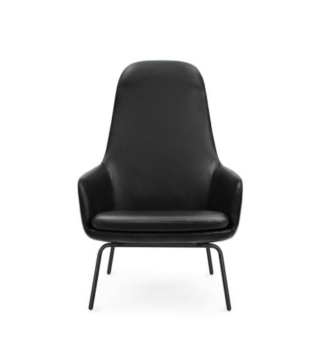 Normann Copenhagen Era Lounge Chair High Steel SH: 40 cm – Ultra Leder / Schwarz 41599