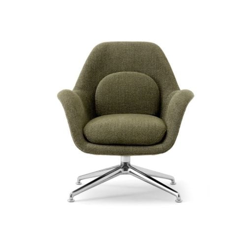 Fredericia Furniture 1776 Swoon Petit Loungestol m. Drejestel SH: 40 cm - Safire 005/Poleret Aluminium