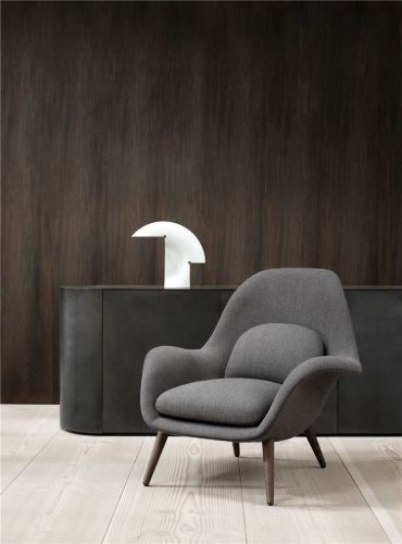 Fredericia Furniture 1770 Swoon Lounge Chair SH: 40 cm – Hallingdal 130/Räuchereiche