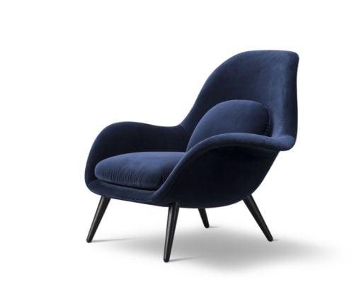 Fredericia Furniture 1770 Swoon Loungesessel SH: 40 cm – Harald 792/Schwarz lackierte Eiche