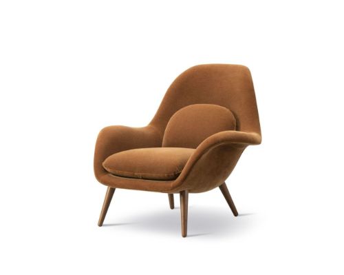 Fredericia Furniture 1770 Swoon Lounge Chair SH: 40 cm – Grand Mohair 2103/Räuchereiche