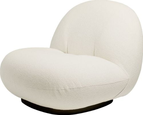 GUBI Pacha Lounge Chair m. Swirvel - Black Semi Matt/Harp 24 Ivory