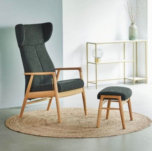 Farstrup Nobel 8920 Lænestol M/Ører SH: 47 cm - Eg/Black/Grey