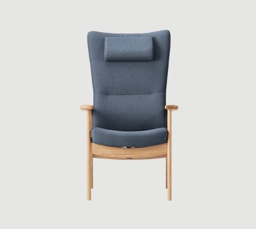 Farstrup Plus 5910 Lænestol SH: 47 cm - Eg/Støvet Blå - Cura 66160