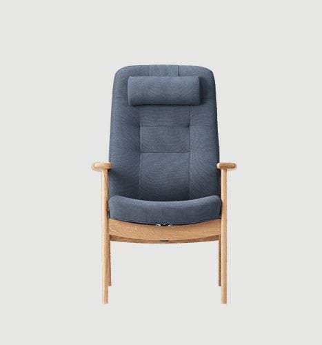 Farstrup Plus 5920 Lænestol SH: 47 cm - Eg/Støvet Blå - Cura 66160