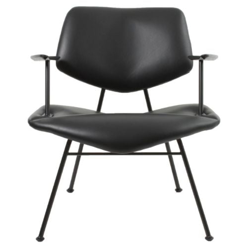 Vermund Larsen VL135 Gemütlicher Loungesessel mit Armlehnen SH: 40 cm – Sierra Black/Schwarze Pulverbeschichtung