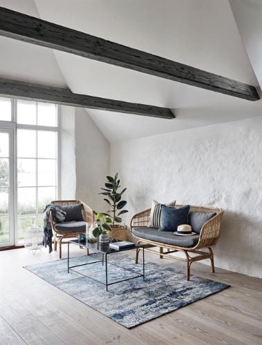 Nordal BALI Rattansofa mit Kissen L: 138 cm - Natur / Grau OUTLET