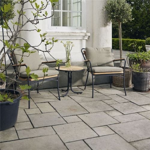Mandalay Marguerit Loungetisch Ø: 50 cm - Anthrazit/Teak