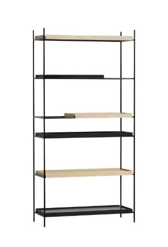 Woud Tray Shelf Høj Style 11 H: 201 cm - Hvidpigmenteret Eg/Sort Eg